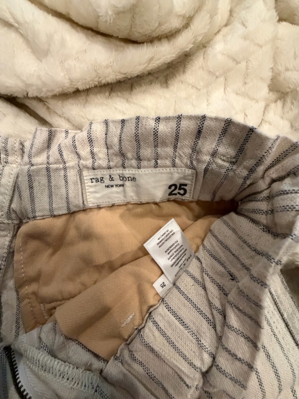 Rag & Bone Linen Blend Hi-Rise Pants Size 25 Striped Cotton Hemp Straight Leg - Picture 6 of 7